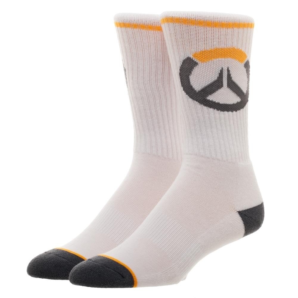Overwatch Crew Socks Athletic Style Men's 1 Pair White Blizzard Logo Bioworld